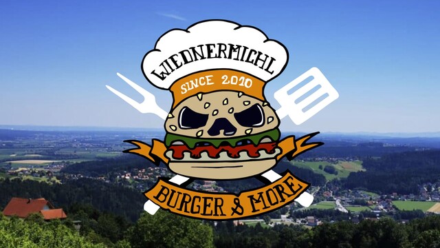 Rockiges Burger-Logo mit Panoramablick über die Weststeiermark.