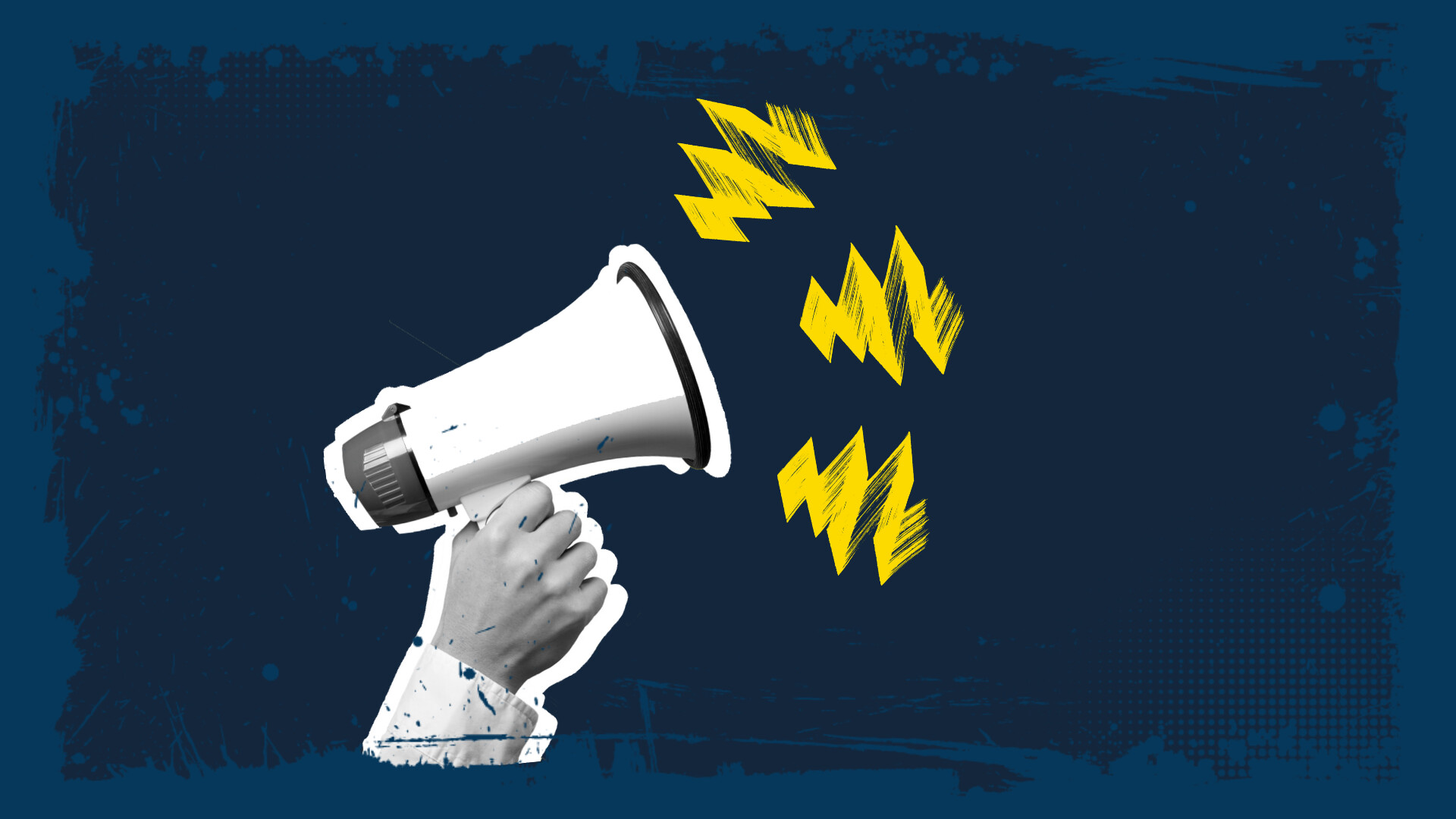 Eine Hand hält ein Megahon