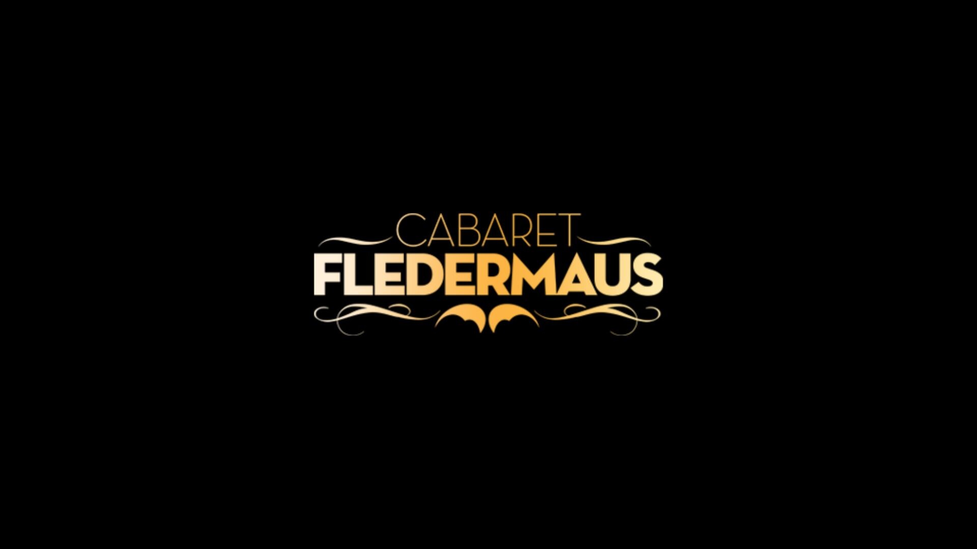 Logo vom Cabaret Fledermaus in Gold auf schwarzem Hintergrund