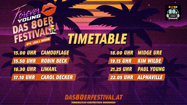 Plakat von Forever Young mit Timetable