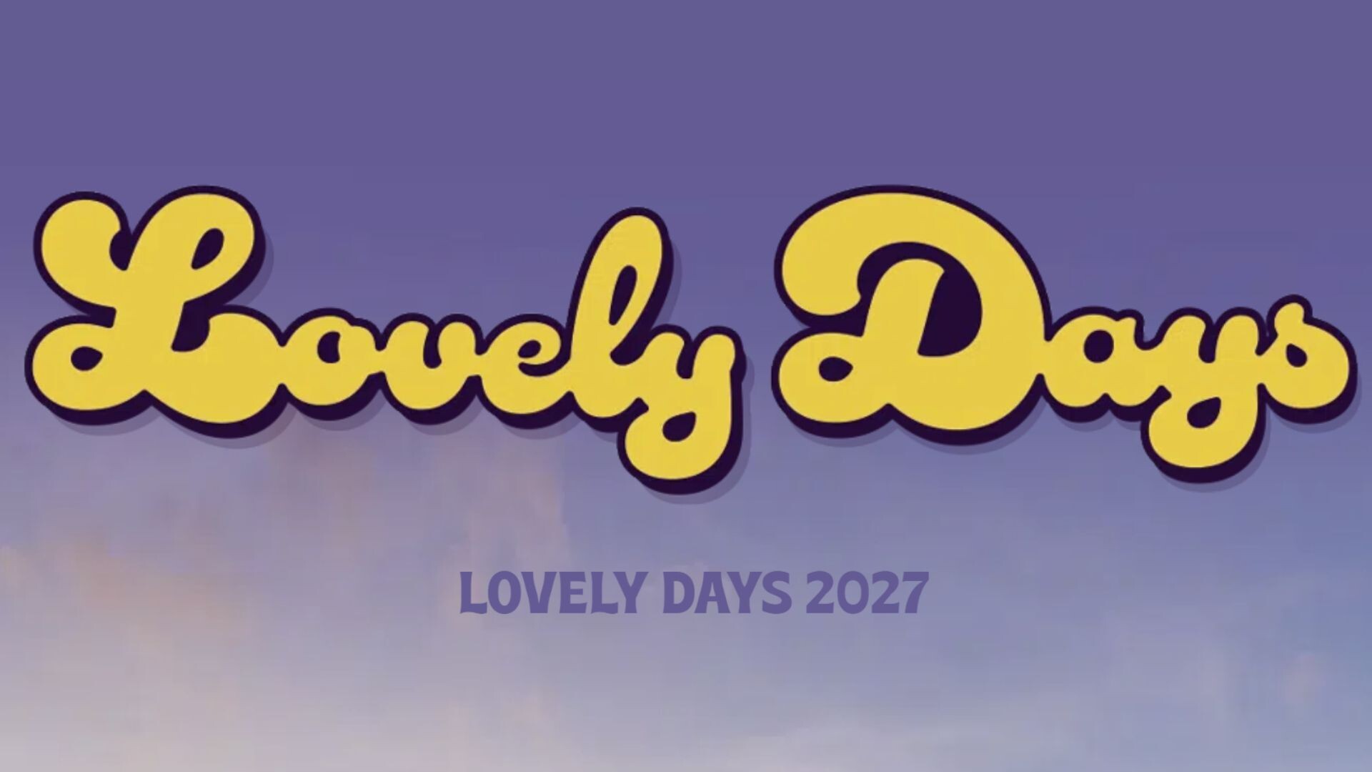 Plakat vom Lovely Days Festival mit Lineup auf Lila Hintergrund